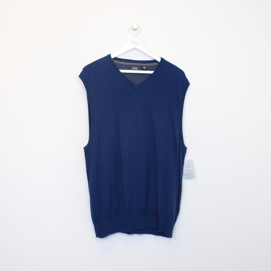 Vintage Izod sleeveless knit sweatshirt in blue. Best fits XL