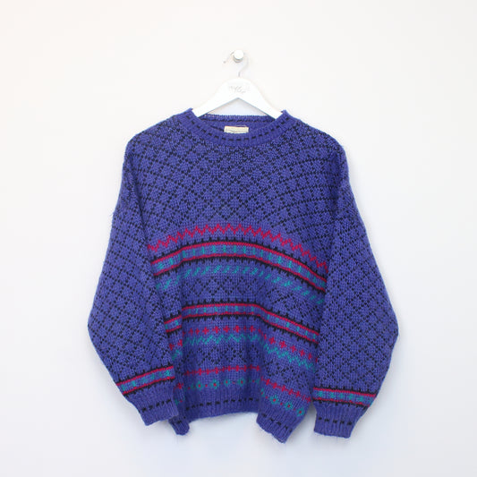 Vintage Focus knit sweatshirt in blue. Best fits M