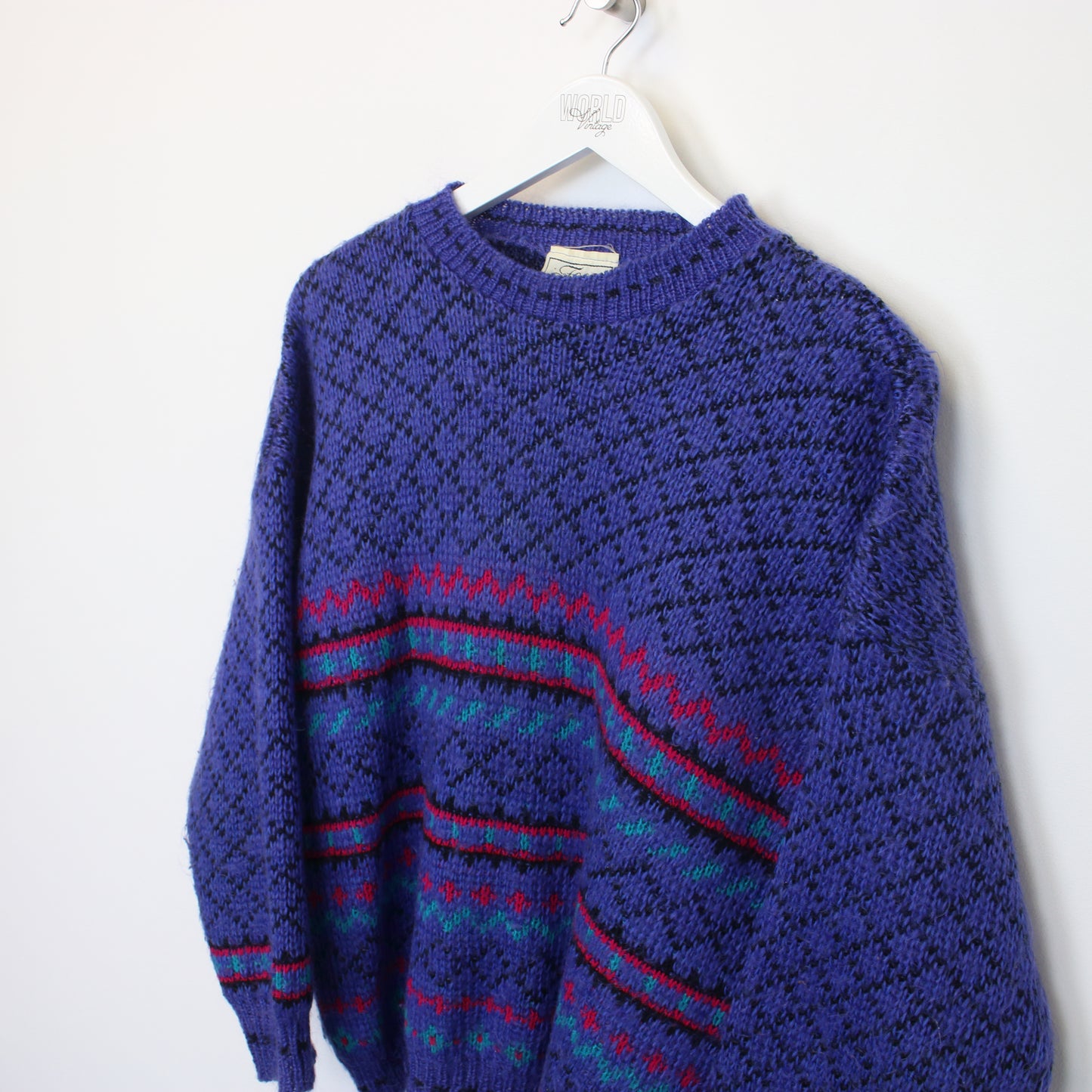 Vintage Focus knit sweatshirt in blue. Best fits M