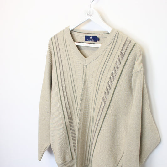 Vintage Carson knit sweatshirt in beige. Best fits L