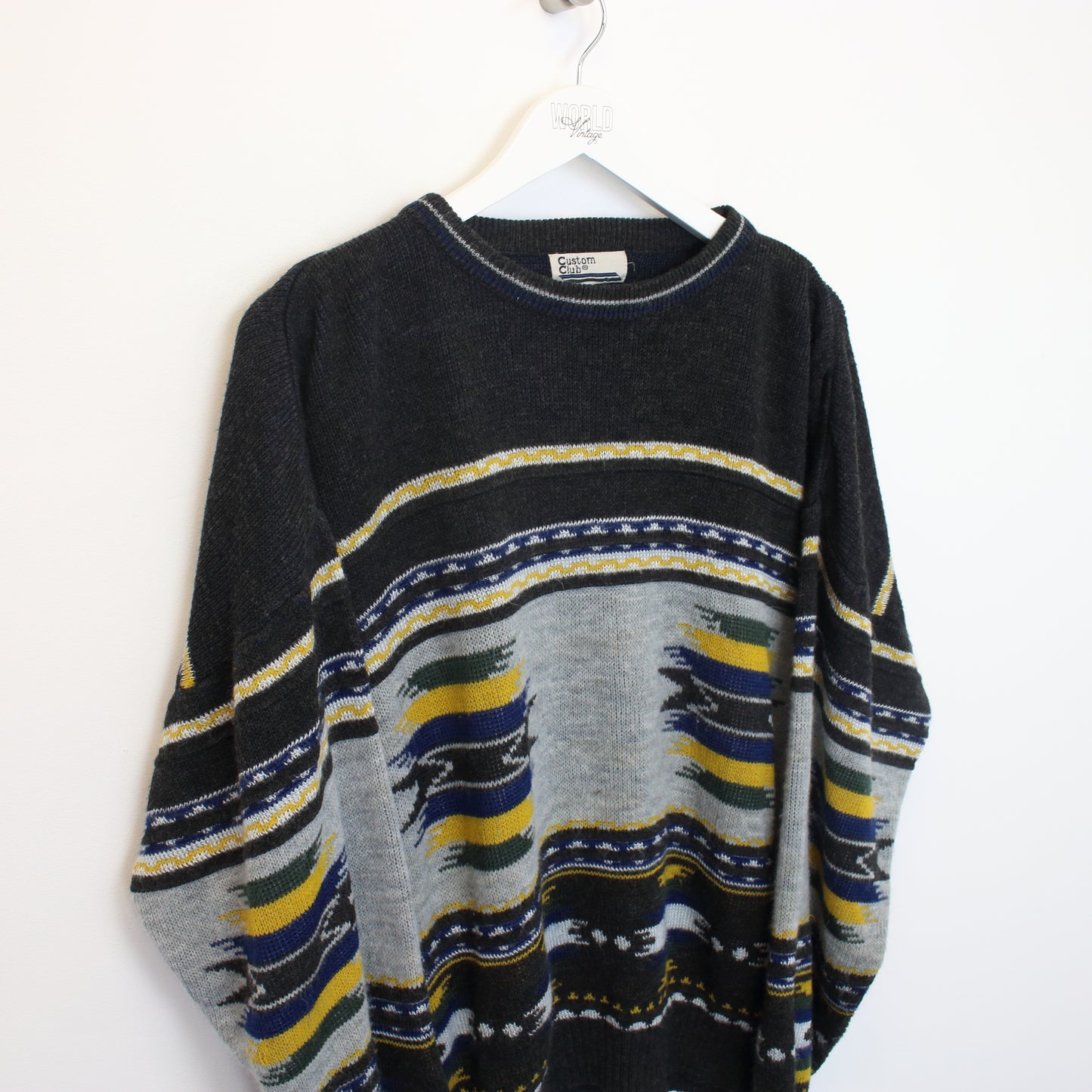 Vintage Custom Club knit sweatshirt in multi colour. Best fits XL