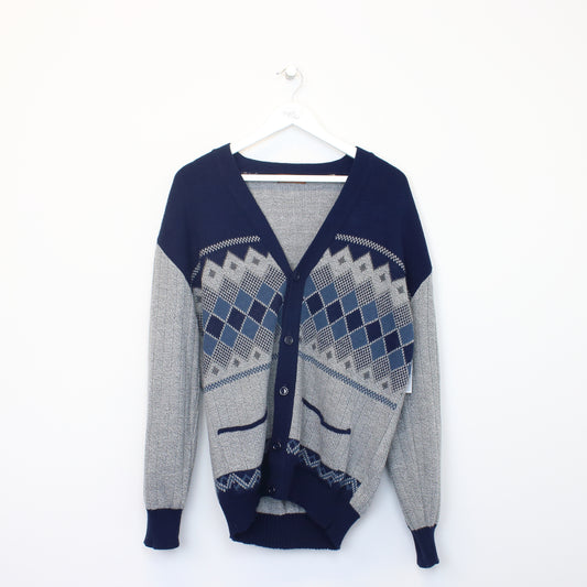 Vintage Bellisimo knit sweatshirt in blue and grey. Best fits L