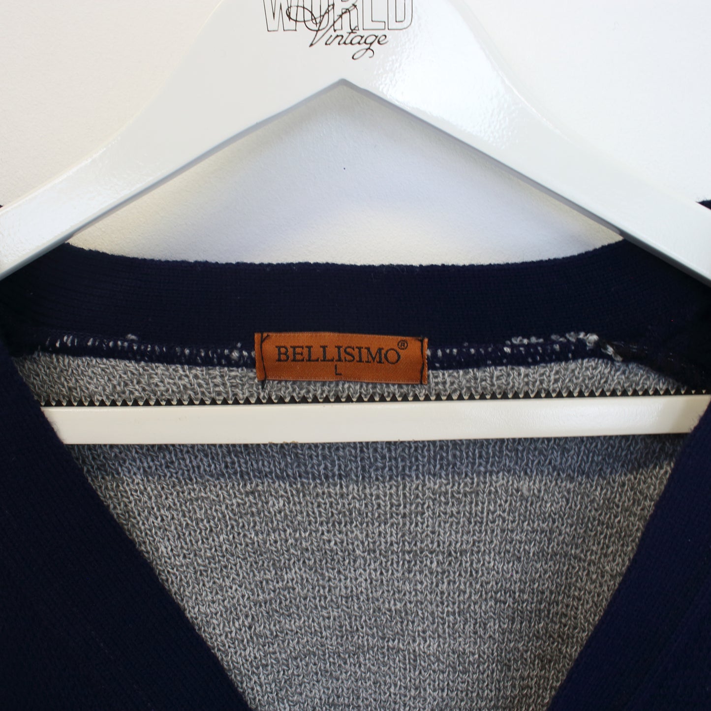 Vintage Bellisimo knit sweatshirt in blue and grey. Best fits L