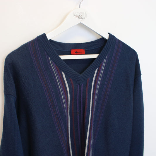 Vintage Gabicci knit sweatshirt in navy and burgundy. Best fits XL