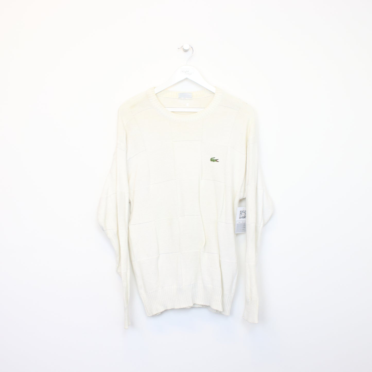 Vintage Lacoste knit sweatshirt in white. Best fits S