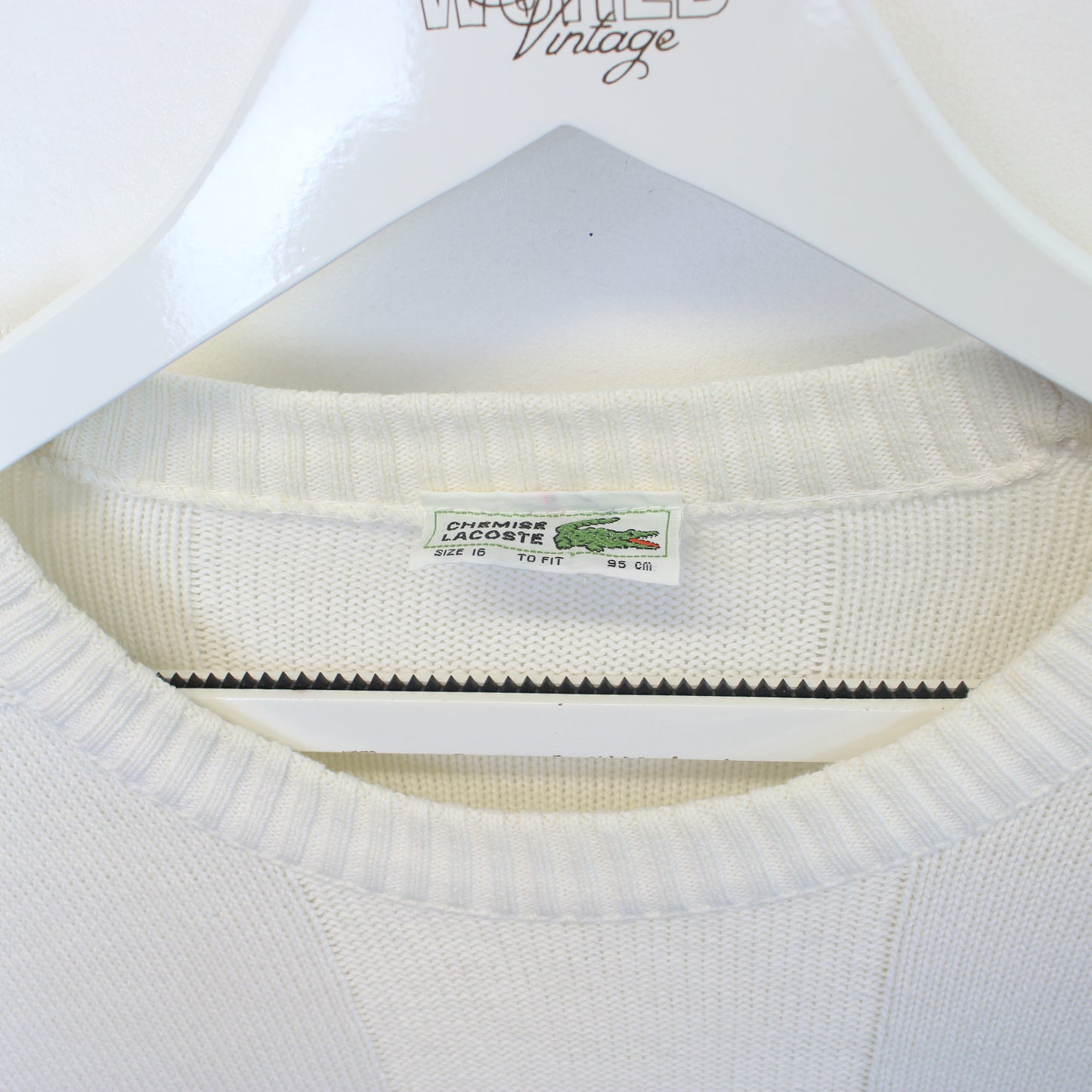 Vintage Lacoste knit sweatshirt in white. Best fits S