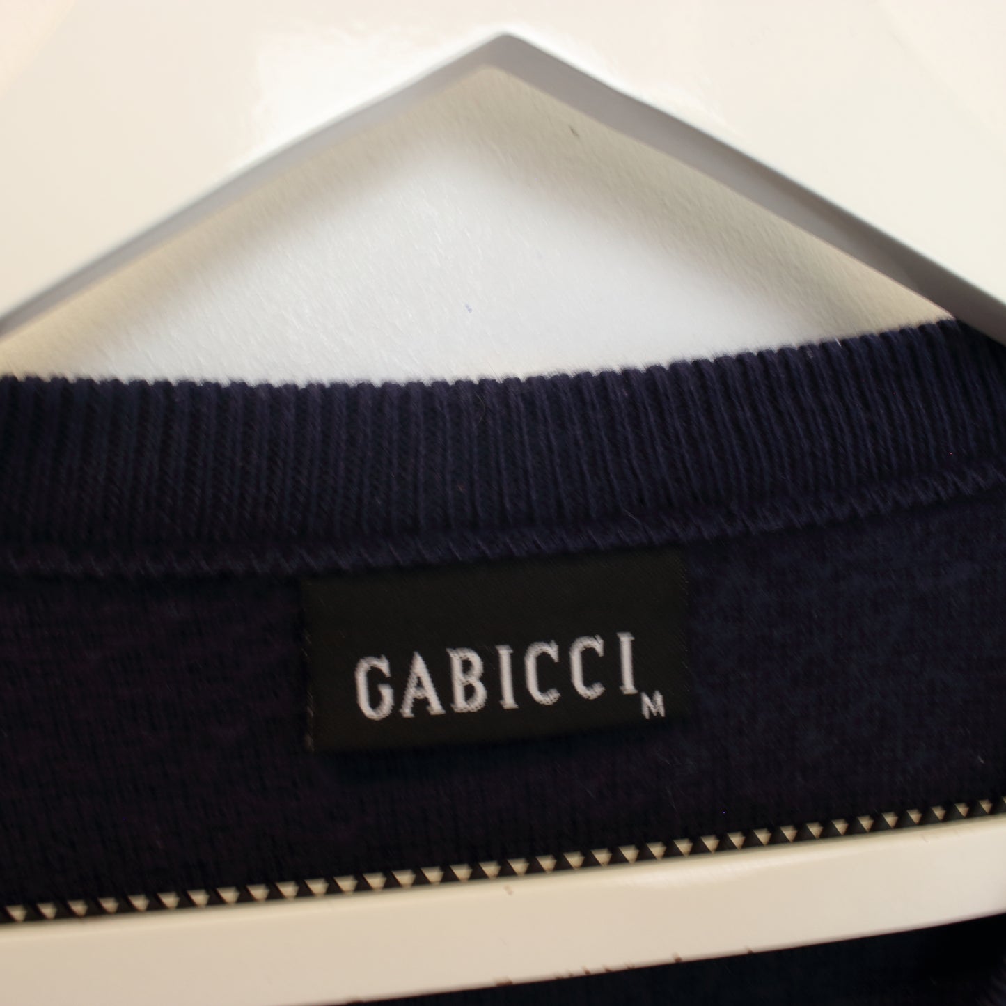 Vintage Gabicci knit sweatshirt in navy and grey. Best fits M