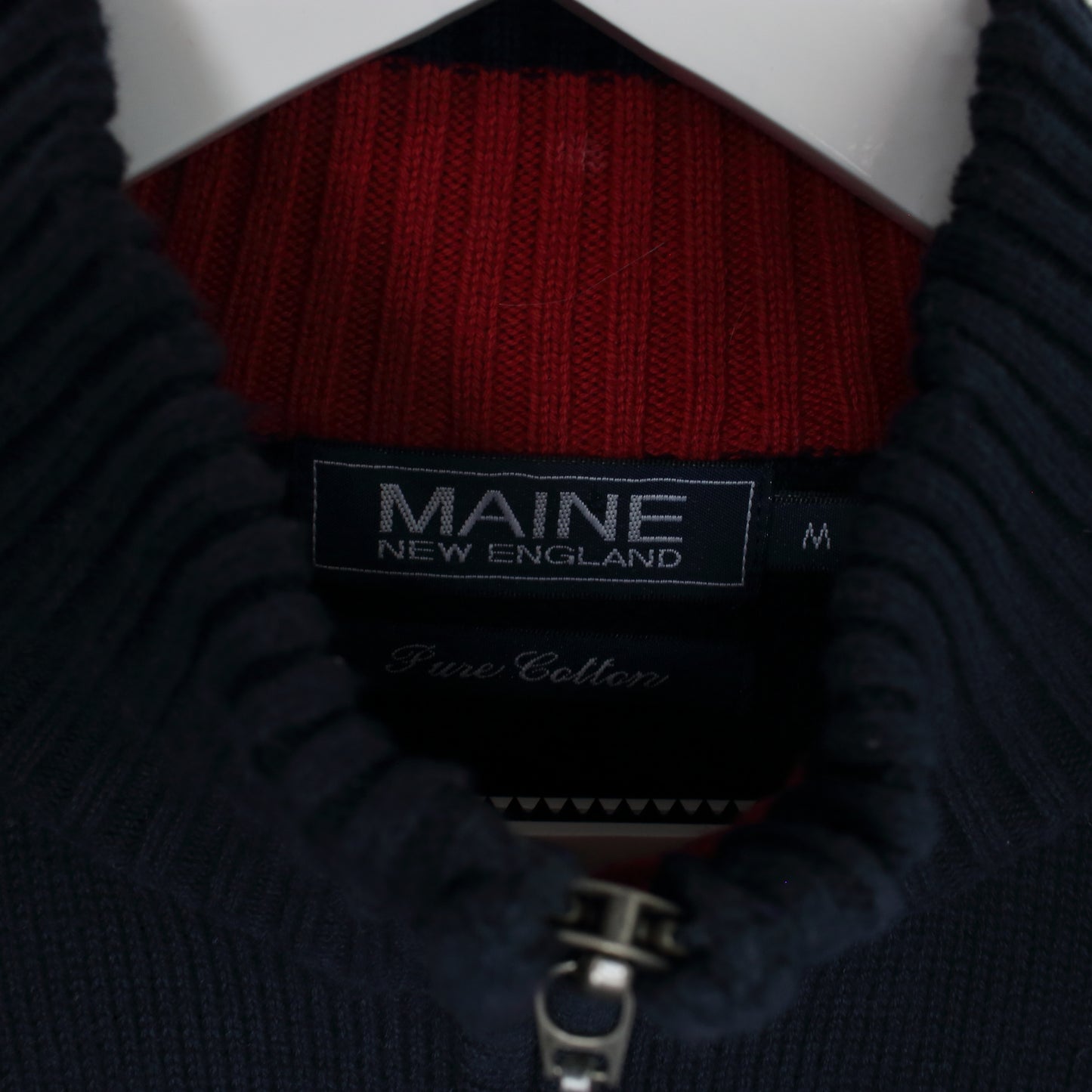 Vintage Maine quarter zip knit sweatshirt in black. Best fits XL