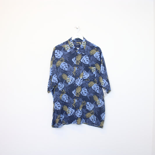 Vintage Puritan Hawaiian shirt in blue and yellow. Best fits XL