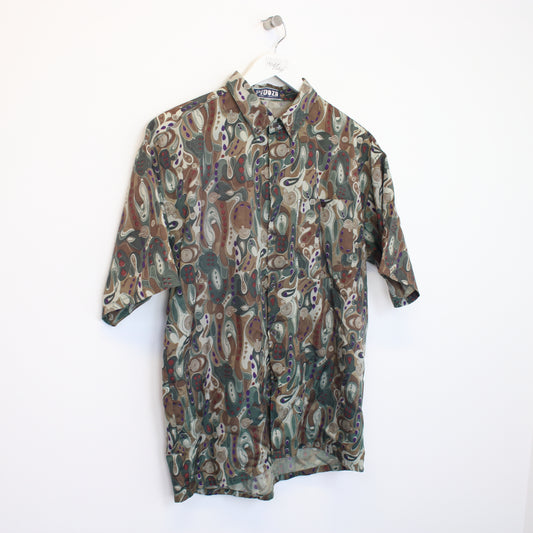 Vintage Pidoza Hawaiian shirt in brown and green. Best fits M