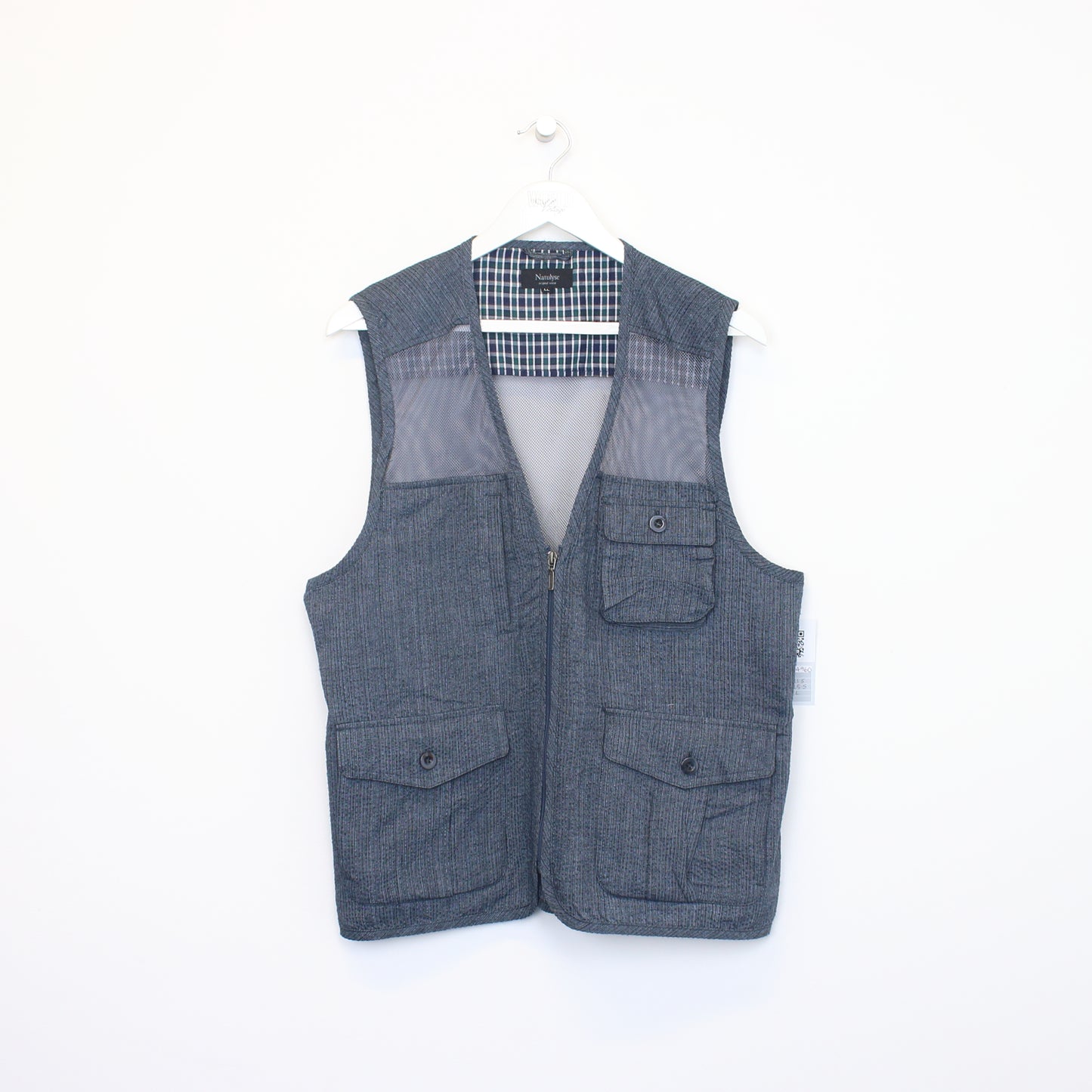 Vintage Natulyse mesh vest in blue. Best fits L