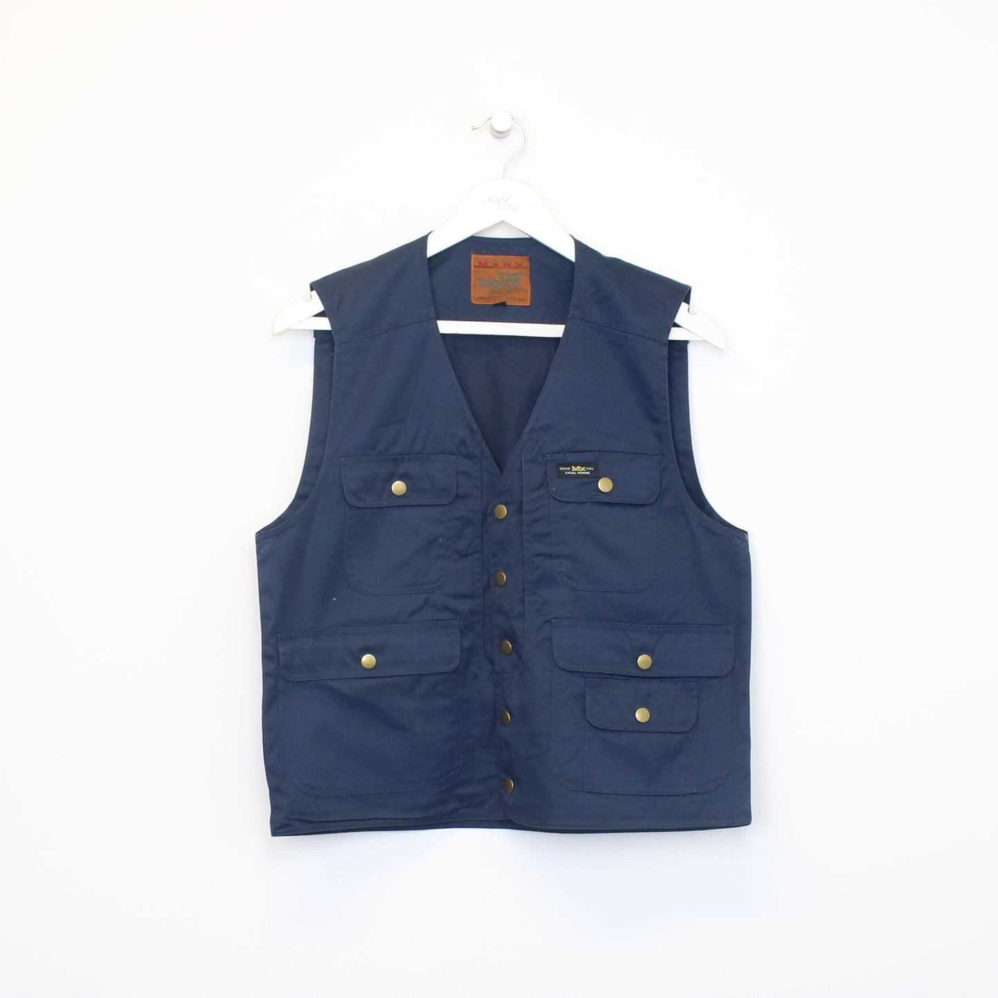 Vintage Manx vest in blue. Best fits M