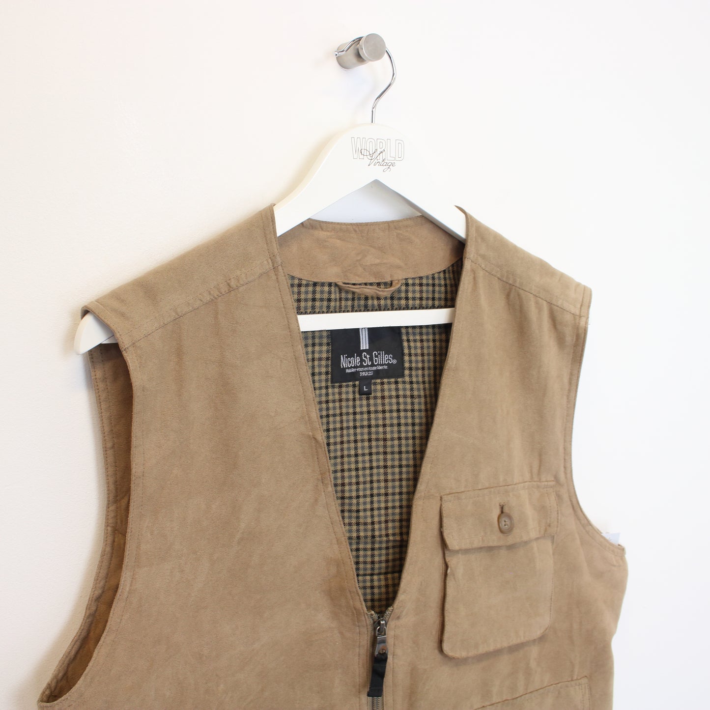 Vintage Nicole St Gilles vest in beige. Best fits L