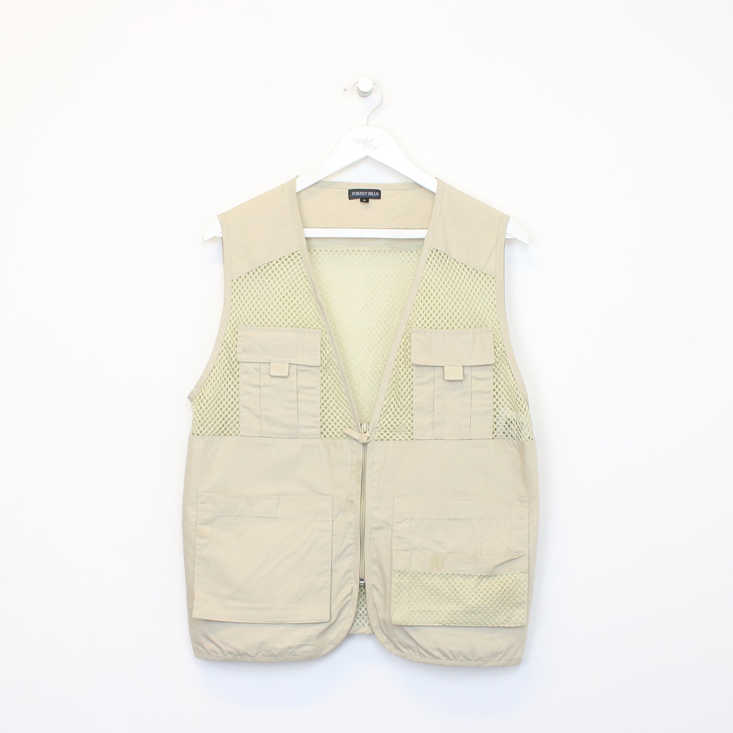 Vintage Forest Hills mesh vest in beige. Best fits M