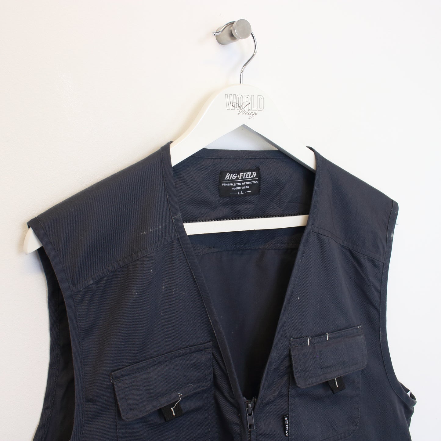 Vintage Big Field vest in navy. Best fits L