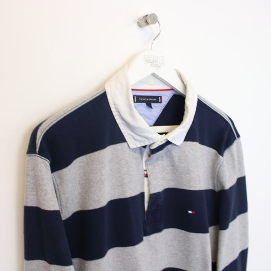 Vintage Tommy Hilfiger polo shirt in navy and grey. Best fits L