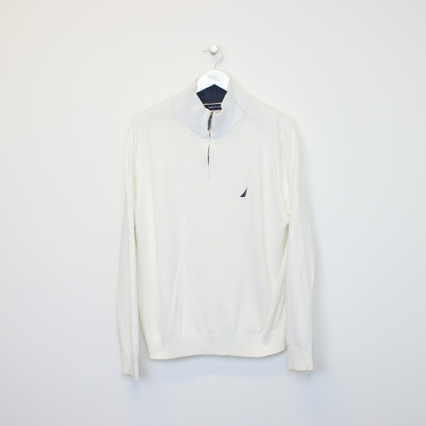 Vintage Nautica quarter zip sweatshirt in white. Best fits M