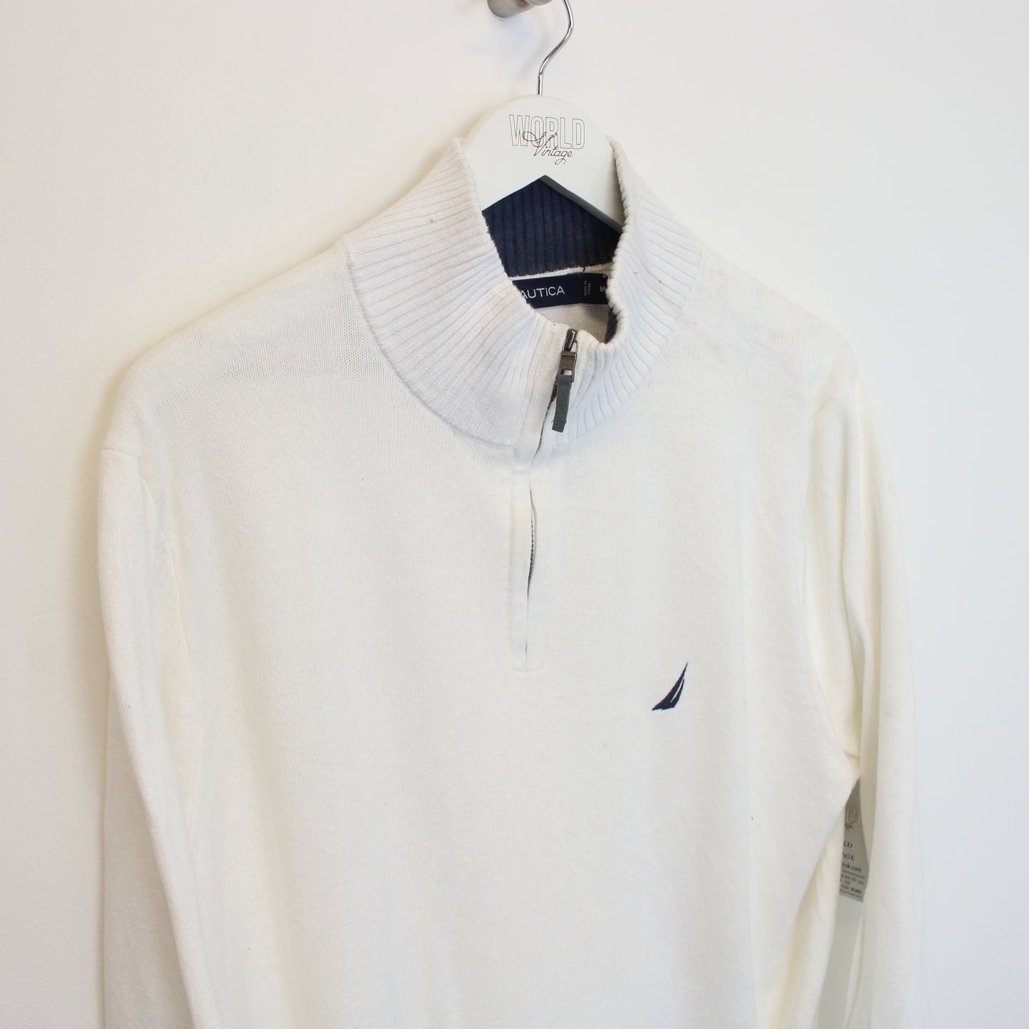 Vintage Nautica quarter zip sweatshirt in white. Best fits M