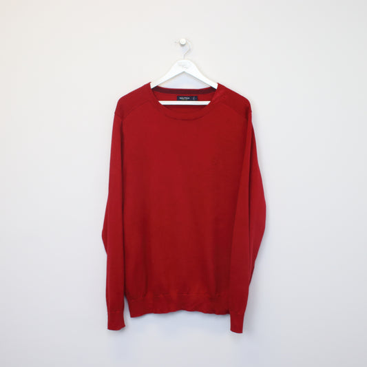 Vintage Nautica knitted sweatshirt in red. Best fits XL