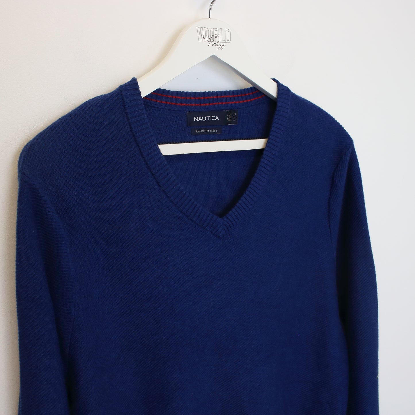 Vintage Nautica knitted sweatshirt in blue. Best fits L