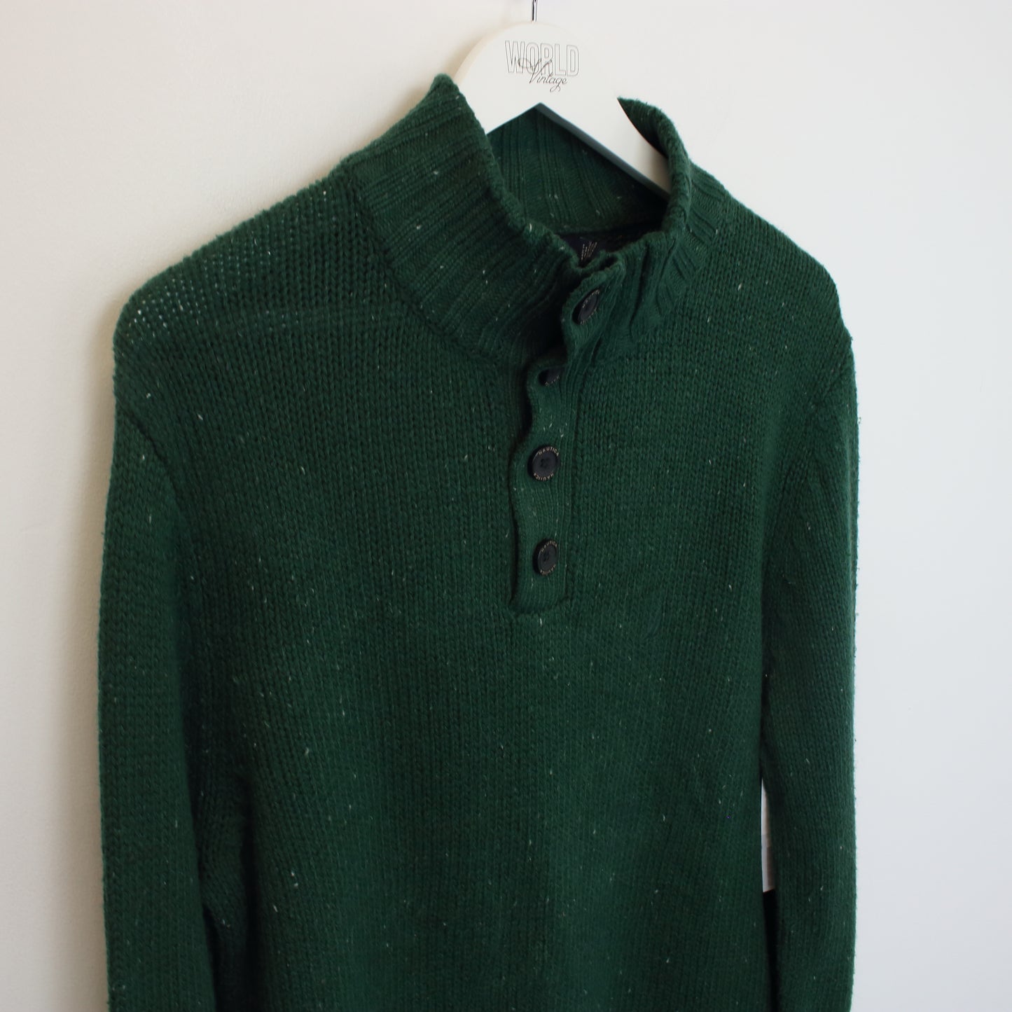 Vintage Nautica knitted quarter button sweatshirt in green. Best fits L