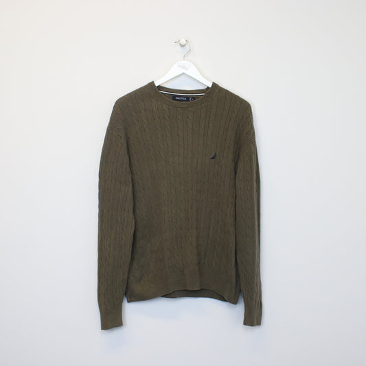 Vintage Nautica knitted sweatshirt in brown. Best fits L