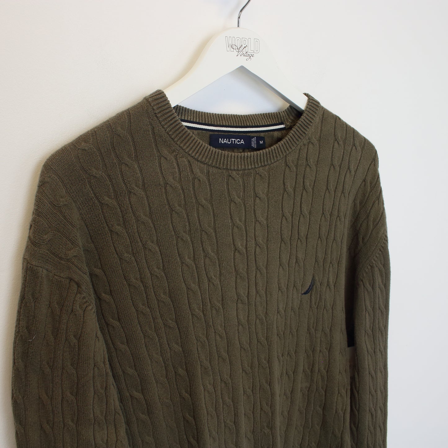 Vintage Nautica knitted sweatshirt in brown. Best fits L