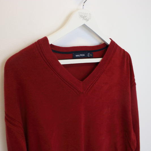 Vintage Nautica knitted sweatshirt in red. Best fits XL