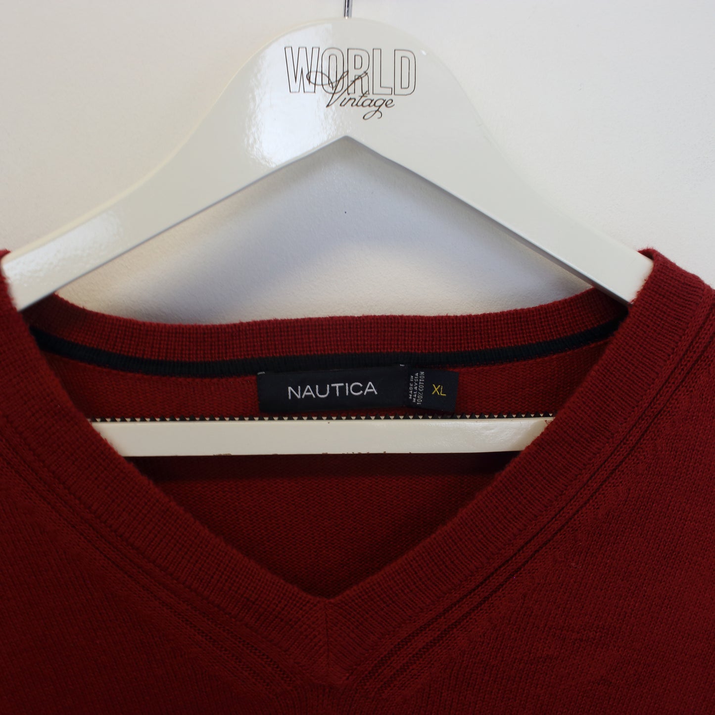 Vintage Nautica knitted sweatshirt in red. Best fits XL