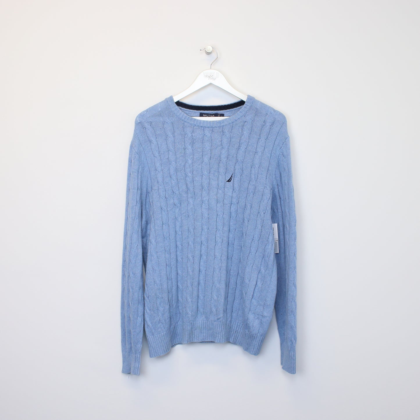 Vintage Nautica knitted sweatshirt in blue. Best fits L