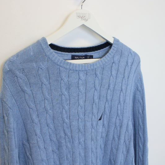 Vintage Nautica knitted sweatshirt in blue. Best fits L