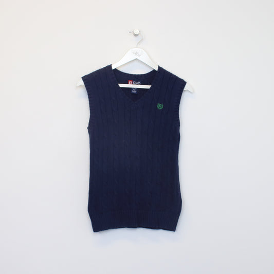 Vintage Chaps knitted gilet sweatshirt in navy. Best fits XXS