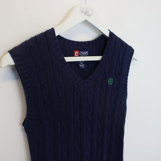 Vintage Chaps knitted gilet sweatshirt in navy. Best fits XXS