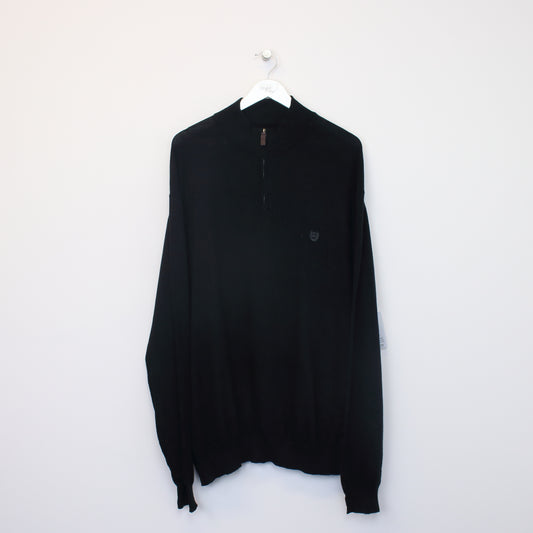 Vintage Chaps knitted quarter zip sweatshirt in black. Best fits XXL