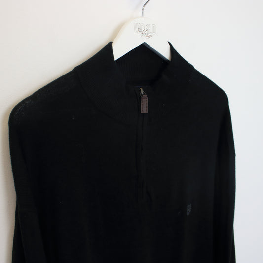 Vintage Chaps knitted quarter zip sweatshirt in black. Best fits XXL