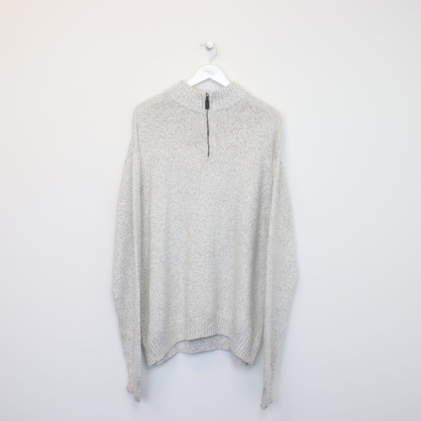 Vintage Chaps knitted quarter zip sweatshirt in grey. Best fits XXL