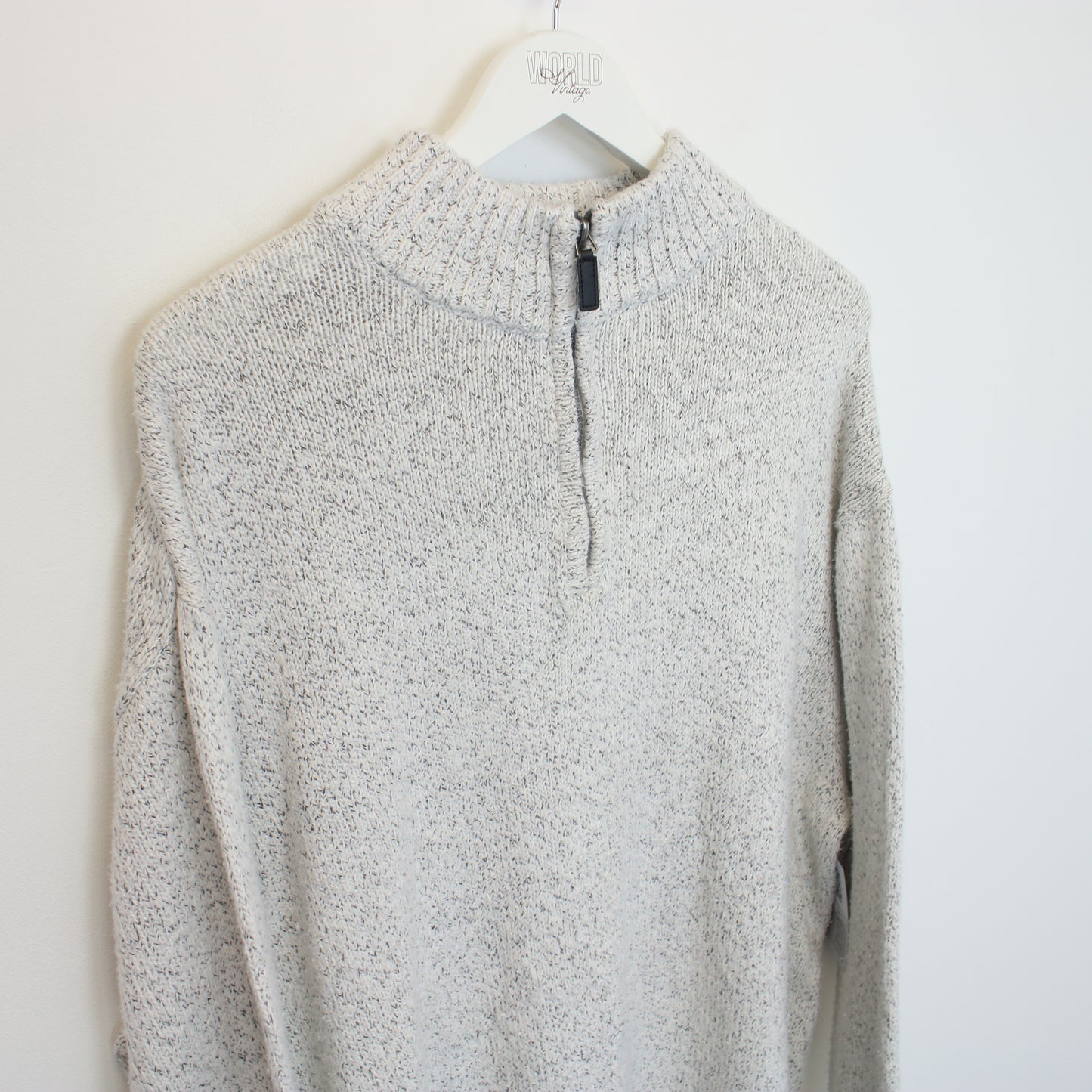 Vintage Chaps knitted quarter zip sweatshirt in grey. Best fits XXL