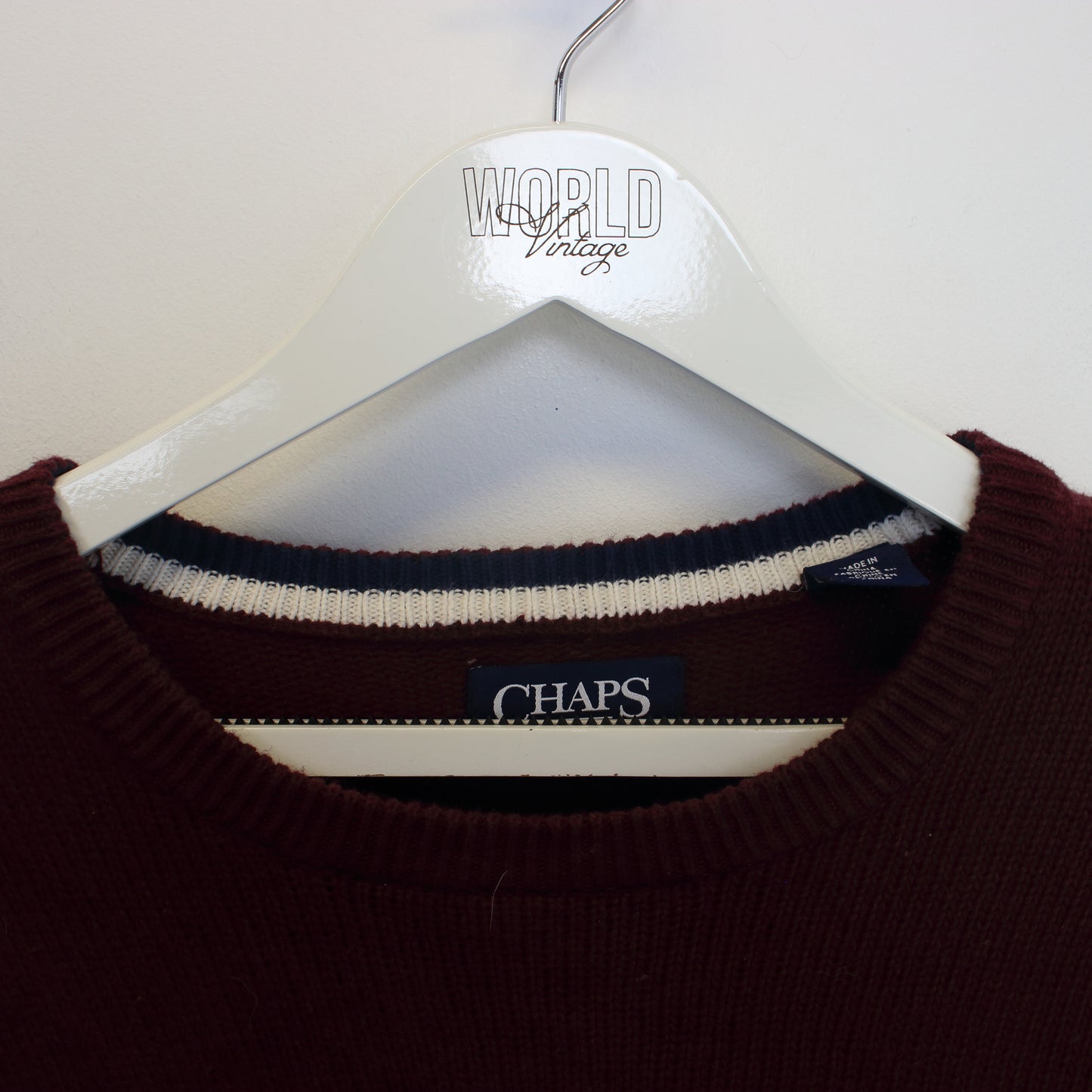 Vintage Chaps knitted sweatshirt in burgundy. Best fits M