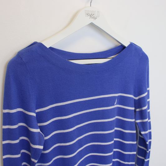 Vintage Nautica knitted sweatshirt in blue and white. Best fits XS