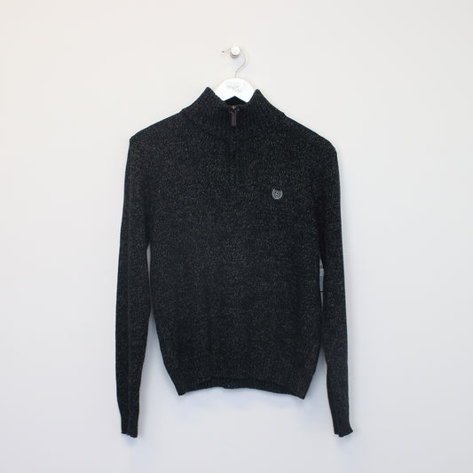 Vintage Chaps knitted quarter zip sweatshirt in black. Best fits XS