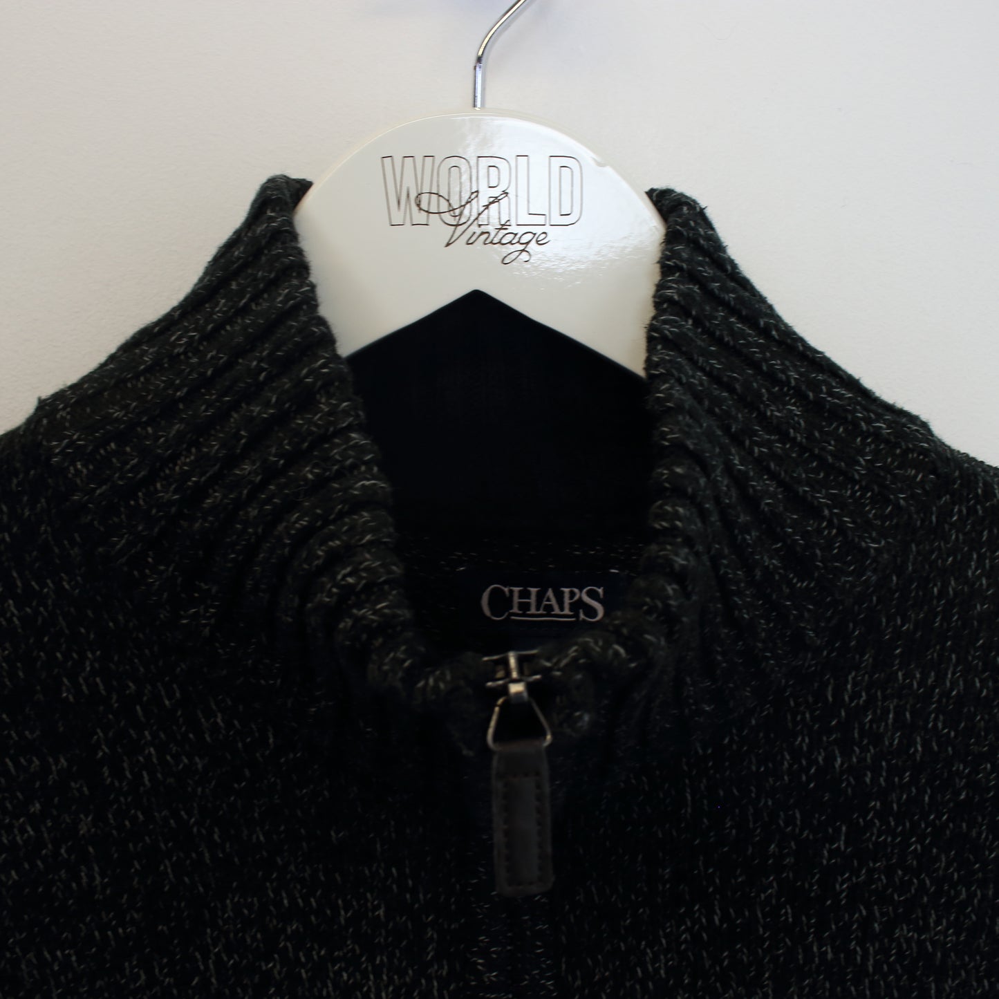 Vintage Chaps knitted quarter zip sweatshirt in black. Best fits XS