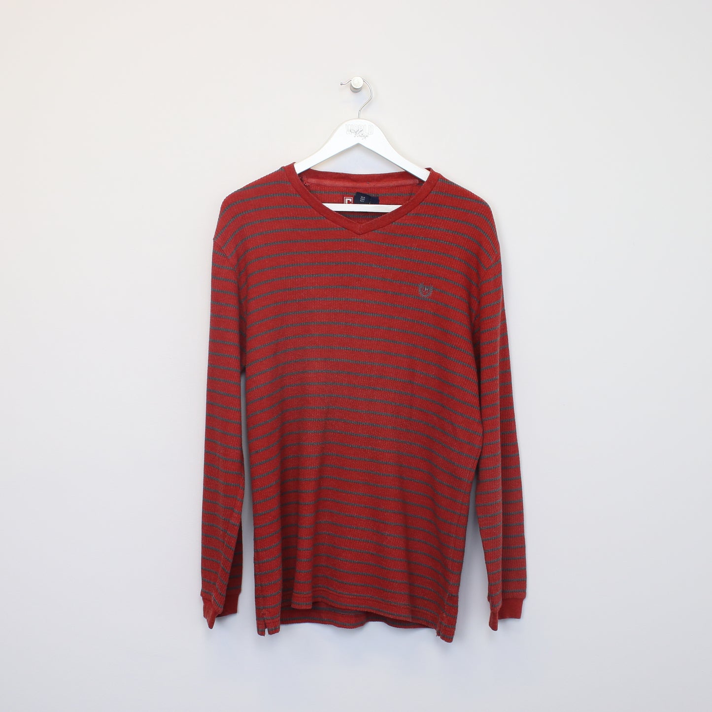 Vintage Chaps knitted sweatshirt in red and grey. Best fits M