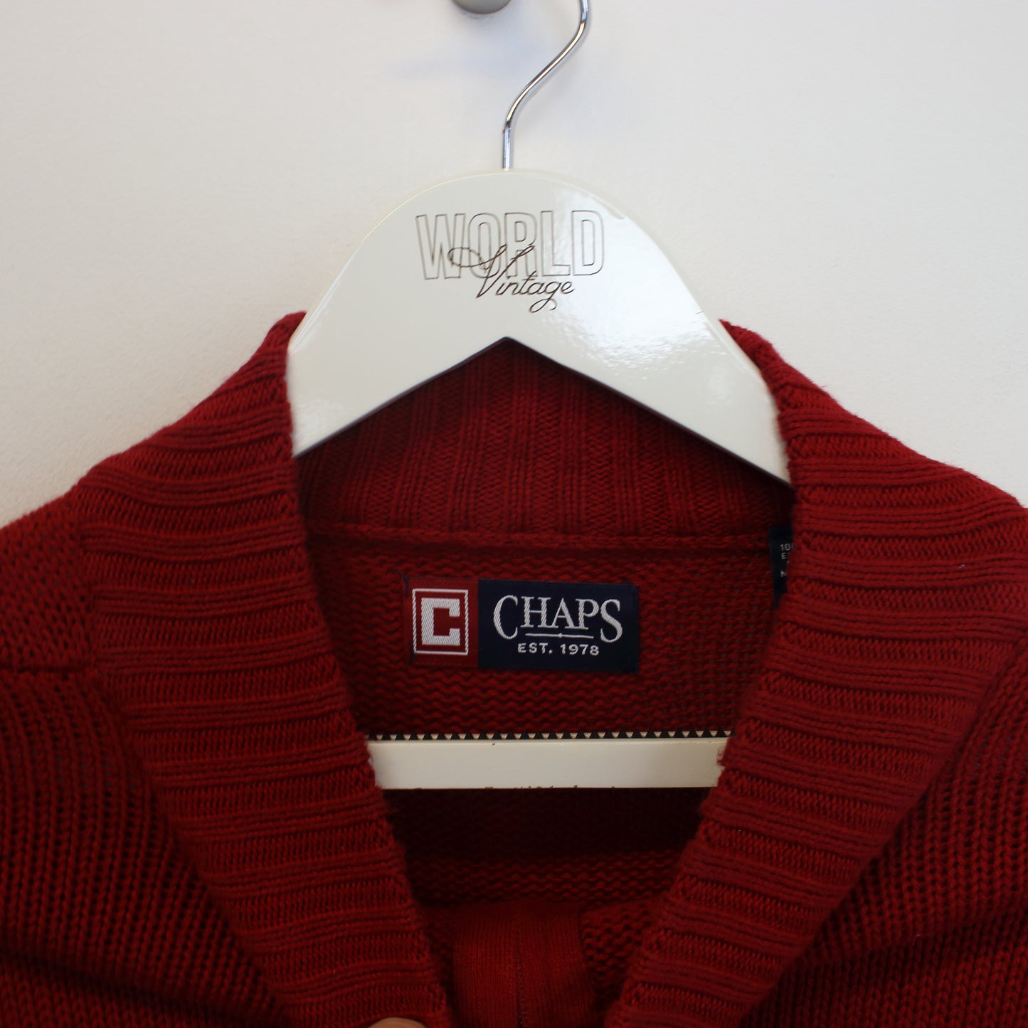 Vintage Chaps knitted sweatshirt in red. Best fits XXL