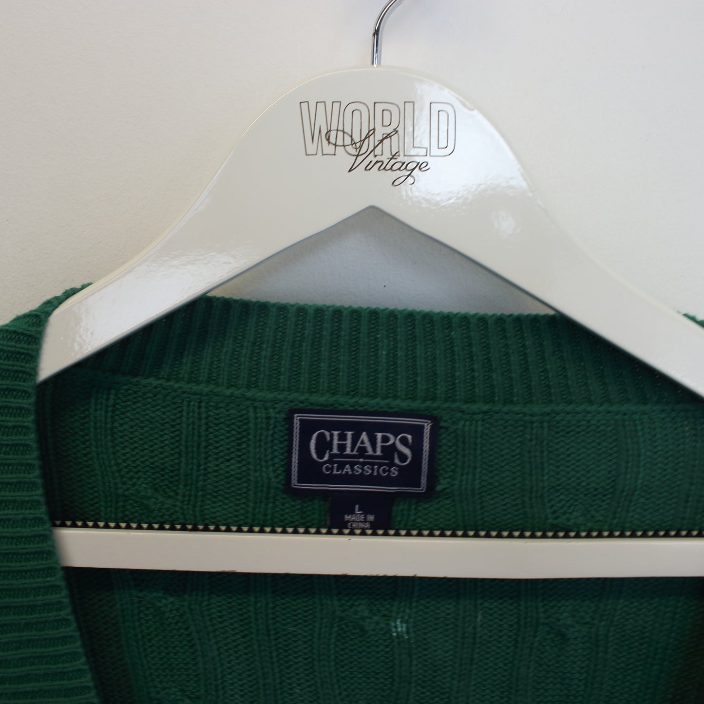 Vintage Chaps knitted sweatshirt in green. Best fits S