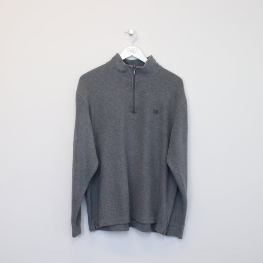 Vintage Chaps knitted quarter zip sweatshirt in grey. Best fits L