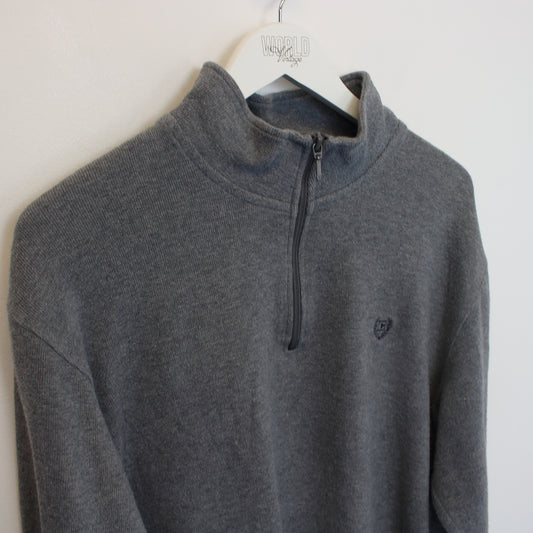 Vintage Chaps knitted quarter zip sweatshirt in grey. Best fits L