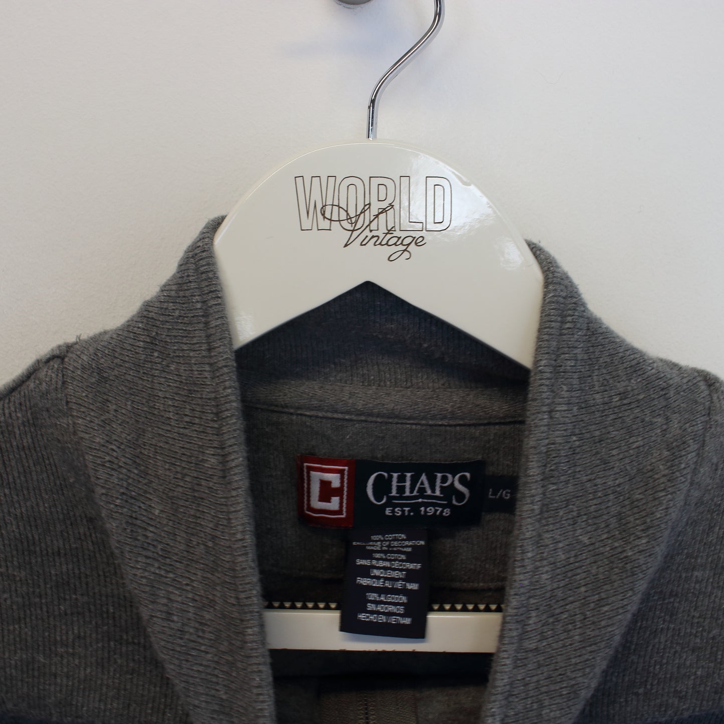 Vintage Chaps knitted quarter zip sweatshirt in grey. Best fits L