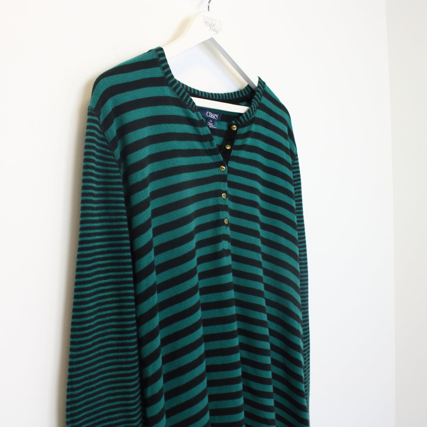 Vintage Chaps womens knitted sweatshirt in Black and Green. Best fits M