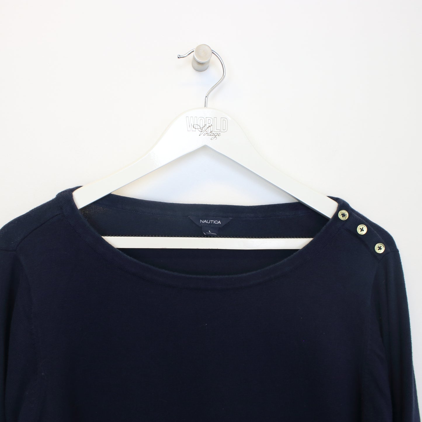 Vintage Nautica womens knitted sweatshirt in navy. Best fits M