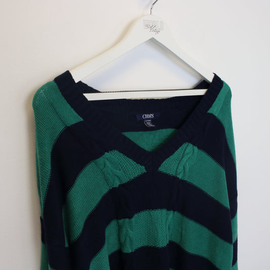 Vintage Chaps knitted sweatshirt in navy and green. Best fits XL